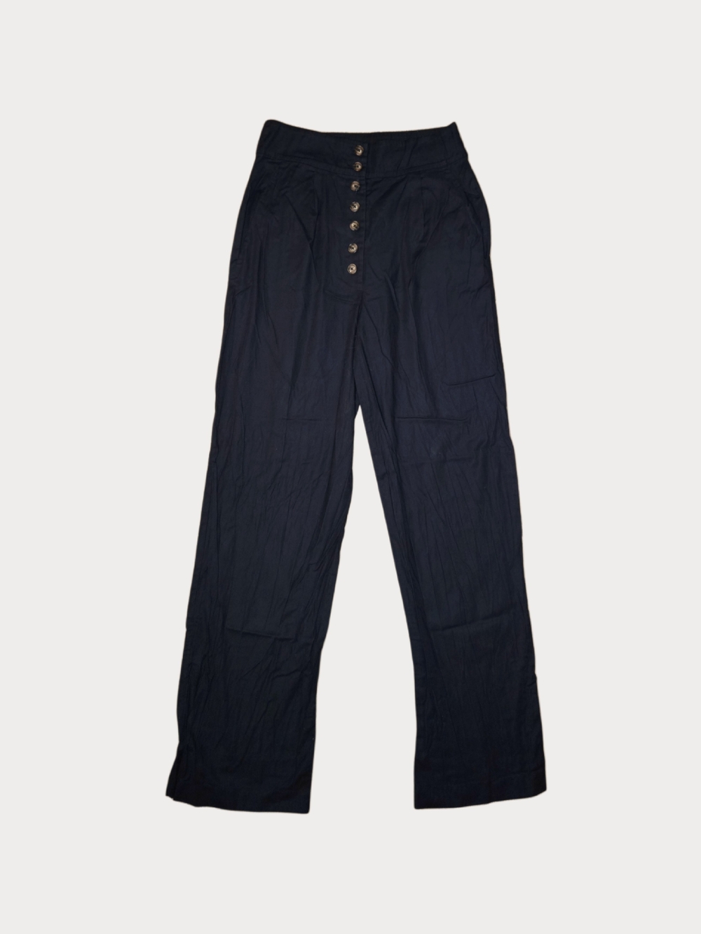 Reformation Black High-Waist Wide-Leg Button-Front Pants!